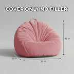 Faux Rabbit Fur Bean Bag Chair Cover Only (No Filler), Stuffed Animal Storage Bean Bag Cover, Ultra‑Soft, Washable, Zippered, Non‑Slip Bottom, Handle,Living Room Furniture for Adults Pink