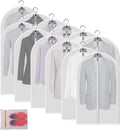 MsKitchen Garment Bags 12 Pack, 24 x 40 Hanging Clothes Storage Bags, Translucent PEVA Garment Covers with Full Zipper for Suits and Dresses
