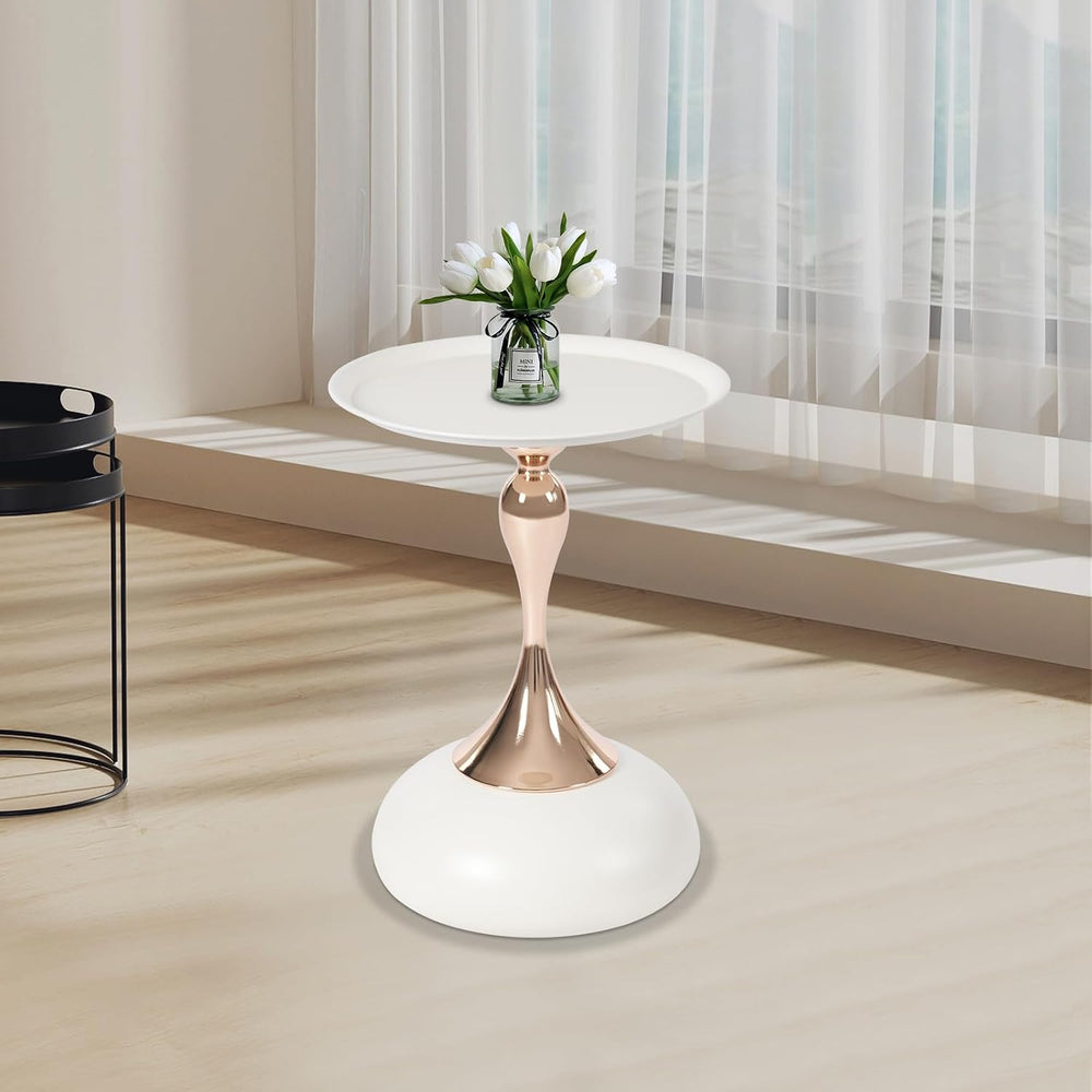 Metal Round End Table,Small Round Side Tables for Small Spaces, Modern Pedest...