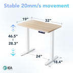 HUANUO One-Piece 32 inch Electric Standing Desk, Smart APP, Alexa & Google Voice Control, Wi-Fi, Adjustable Height, 6 Memory Settings, Sedentary Reminder, Posture & Neck Care, Light Walnut