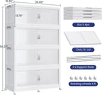960QT Extra Large Stackable Storage Bins with Lid, 240Gal Plastic Closet Organizers and Storage Drawer, Collapsible Cabinet Box with Wheels Clear Doors for Home Kitchen Office, 4Pack White