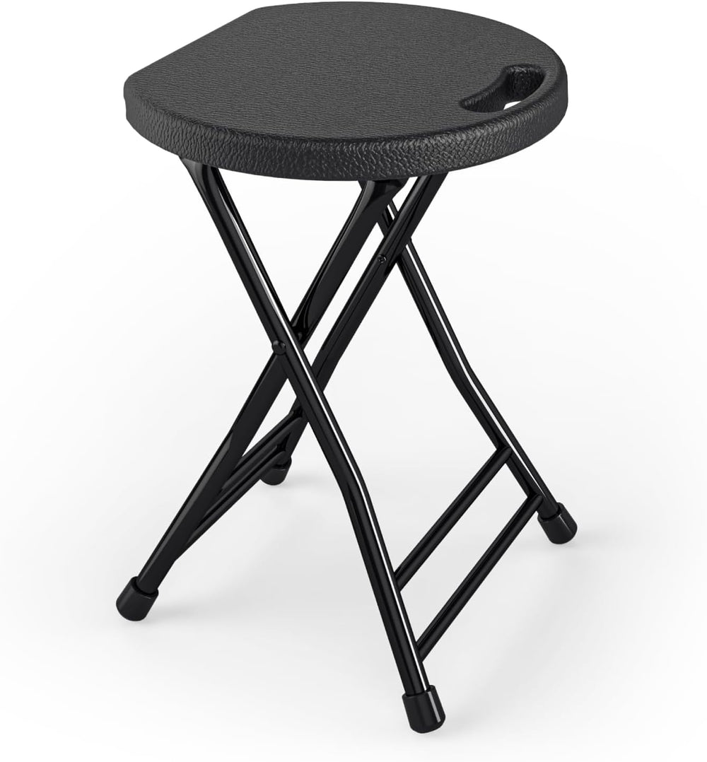 Folding Stool, 18 Inch Foldable Stool with Handle & Steel Frame, Folding ...