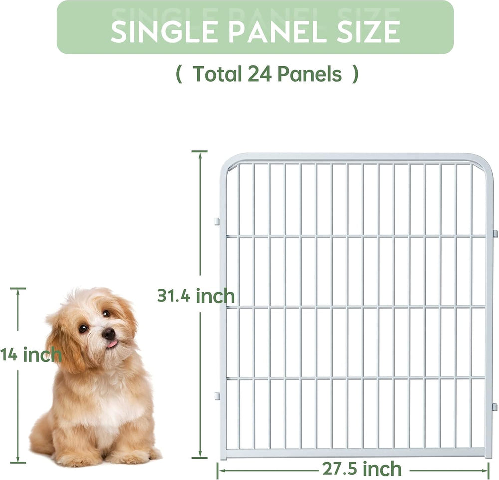Decorative White Garden Fence 24 Pack for Pets Dogs 32in (H) x 55ft (L),Metal...