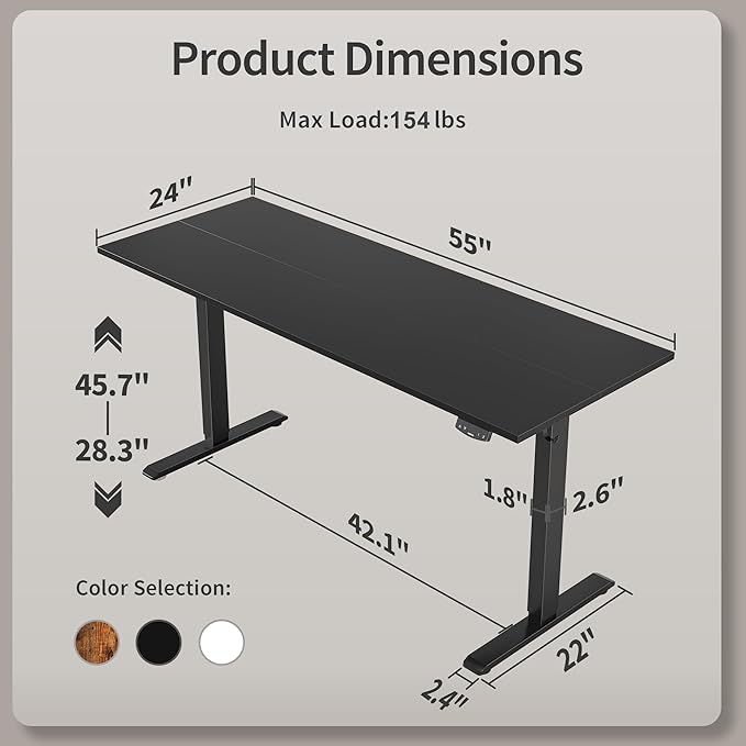 Agilestic Electric Standing Desk, 55 x 24 Inches Height Adjustable Desk, Sit ...
