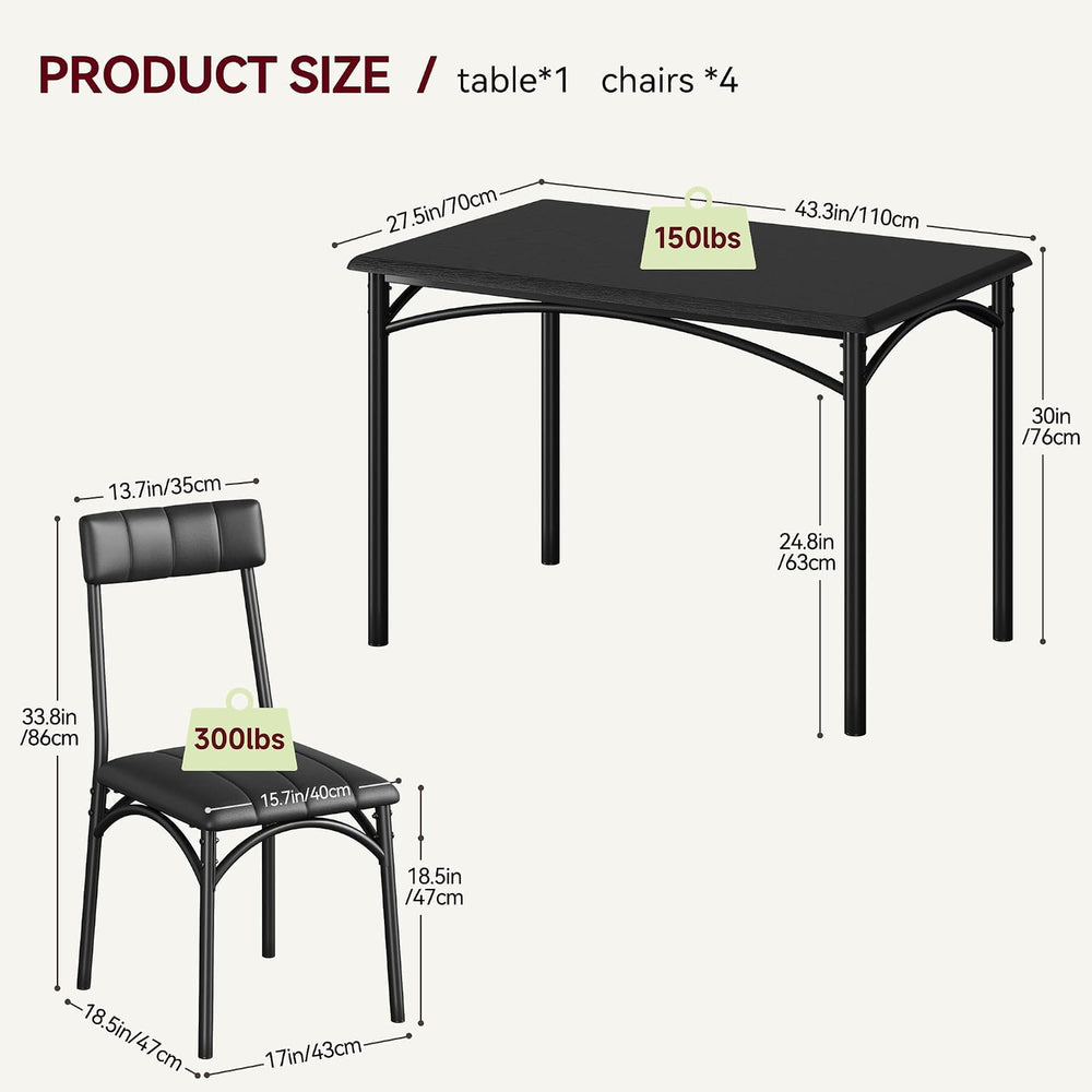 GAOMON Dining Table Set for 4, 5 Piece Kitchen Table and Chairs for 4 with Up...