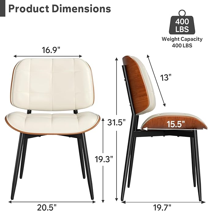 Dining Chair, Mid Century Modern Dining Room Chair with Thick Cushion, Uphols...
