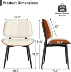 Dining Chairs Set of 8, Mid Century Modern Dining Room Chair with Thick Cushion, Upholstered Faux Leather Kitchen Chairs with Walnut Bentwood Back for Kitchen Dining Room, Beige