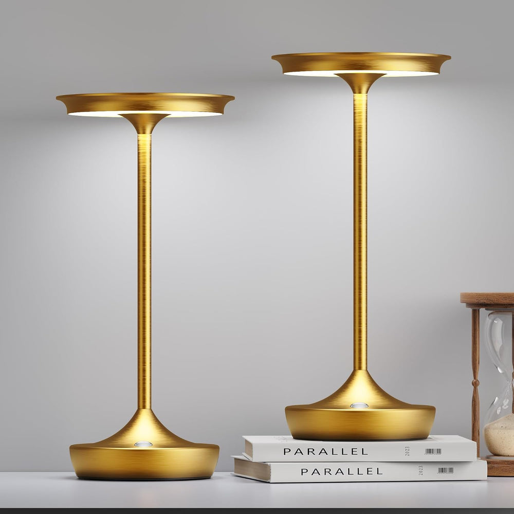 LED Rechargeable Cordless Outdoor 6000mAh Battery Table Lamp 2-Pack Gold