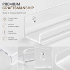 4-Pack Hanging Records, 12-Inch Record Holder Display, Clear Acrylic Floating Shelf, Suitable for Bedroom, Living Room, Magazine Rack
