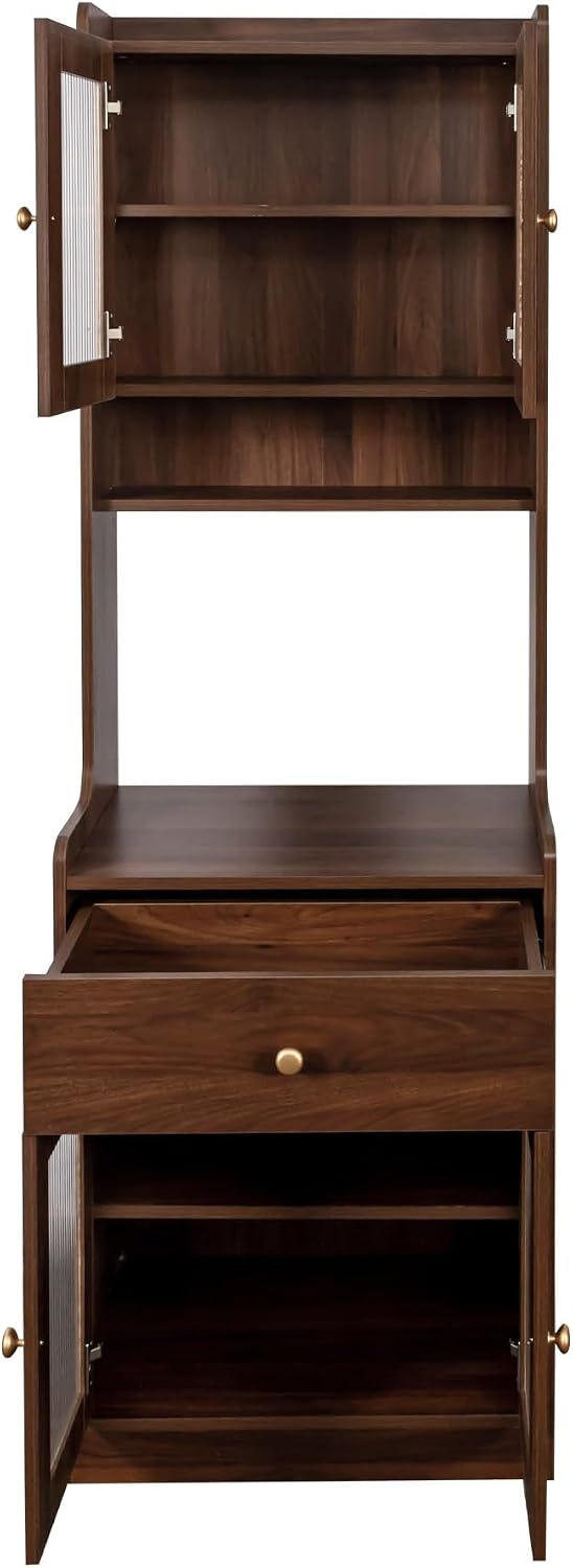71" H Kitchen Pantry Cabinet with Doors and Drawers, Hutch Cabinets with...