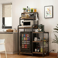 7-Tier Kitchen Storage Rack, Mini Fridge and Microwave Stand with AC/USB Outlets, Metal Frame, Walnut Brown MDF Shelves, Utility Cabinet for Kitchen, Living Room, Dorm