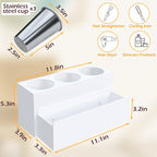 Hair Tool Organizer, Detachable Acrylic Hair Dryer Holder for Bathroom, Hair Styling Accessories Curling Iron Hot Tools Organizer with 3 Cups, Countertop Vanity Storage (Matte White)