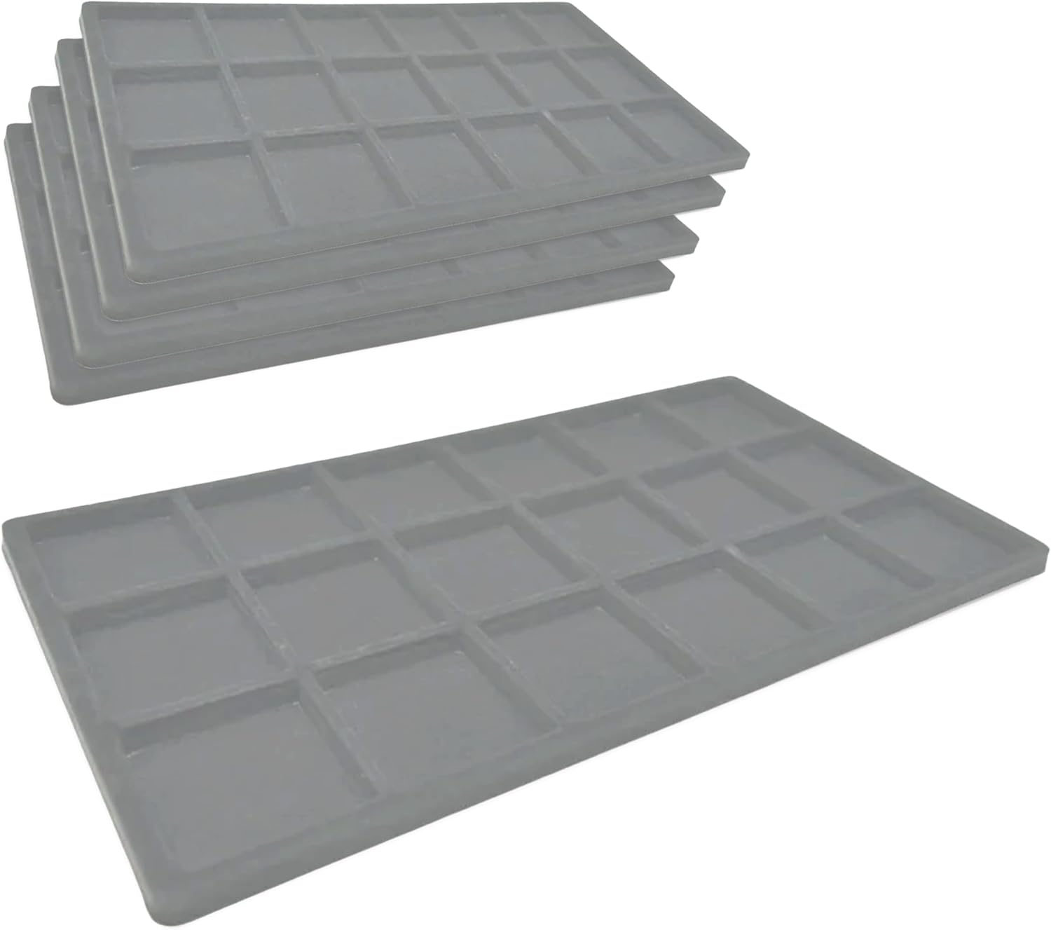 Novel Box 5 Pack 18-Slot Gray Liner Jewelry Storage Tray Inserts 14.75x8.25x1 Inches - Jewelry Organizer Pad for Drawers & Store Displays - Jewelry Display Pads for Rings Earrings & Pendants
