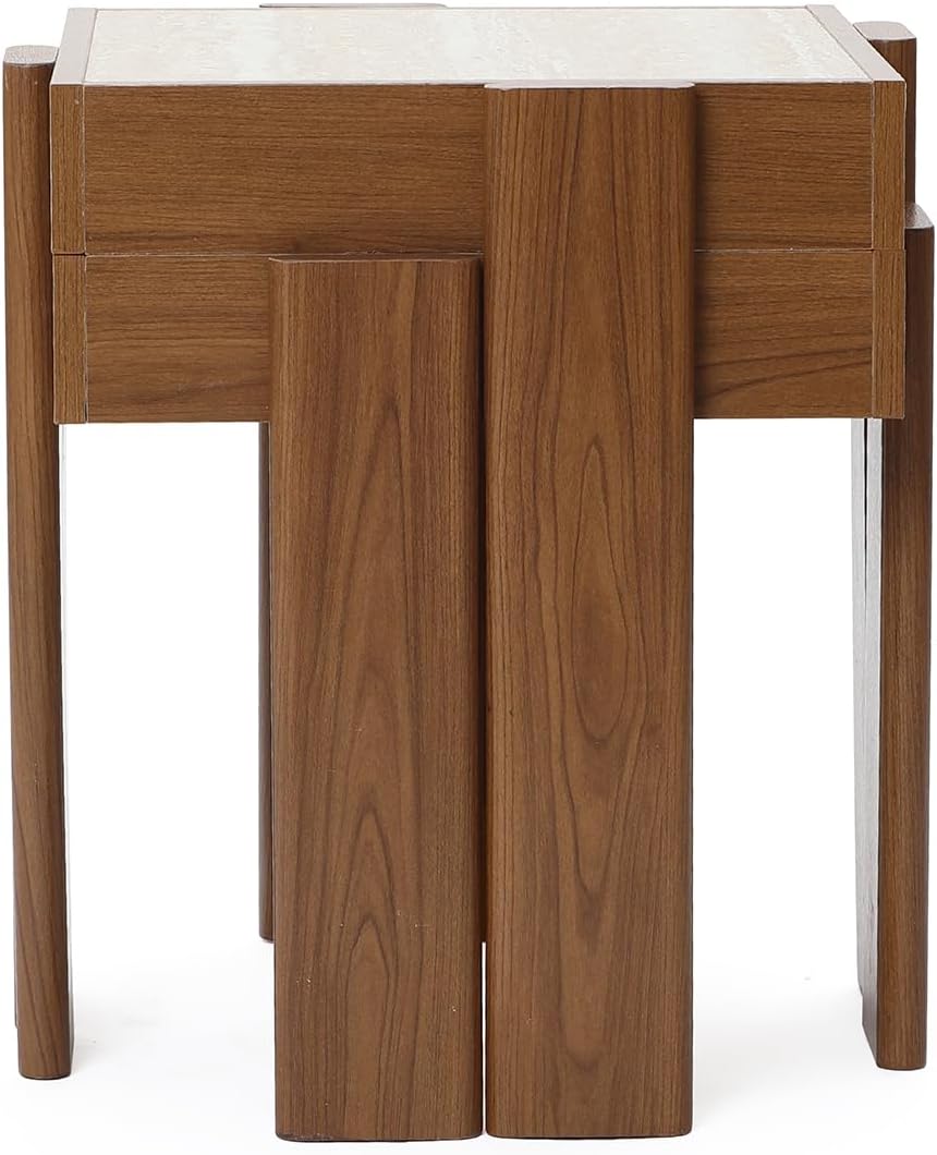 LuxenHome Nesting Table Set of 2, 19.6'' Mid Century Modern 2-Tier En...