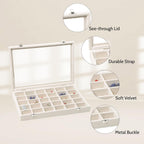 Stratalife Jewelry Organizer Stackable Earring Organizer Tray with Lid Jewelry Storage Tray for Earring Necklace Drawer Display Idea for Mom from Daughter (30 Grids)