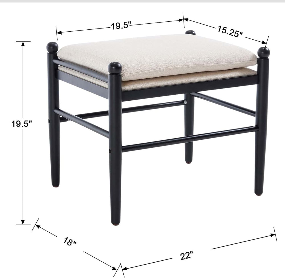 Ottoman Footrest, 19 Inch Upholstered Vanity Bench Seat, Backless Makeup Stoo...