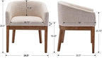 Mid Century Modern Upholstered Barrel Dining Chairs with Arms Set of 6, Farmhouse Linen Kitchen & Dining Room Chairs with Natural Hardwood Frame, 18" W Accent Chairs for Living Room Bedroom, Beige