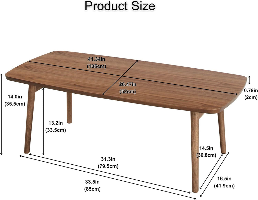 AZUMAYA Folding Legs Coffee Table W41.3 x D20.5 x H14.0 in Natural Walnut and...