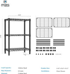 750 lbs 3 Tier Shelf Metal Storage Shelves Shelving Wire Rack Heavy Duty Closet Organizers for Garage Kitchen Bathroom Laundry Black 13.8" D x 23.6" W x 35.5" H