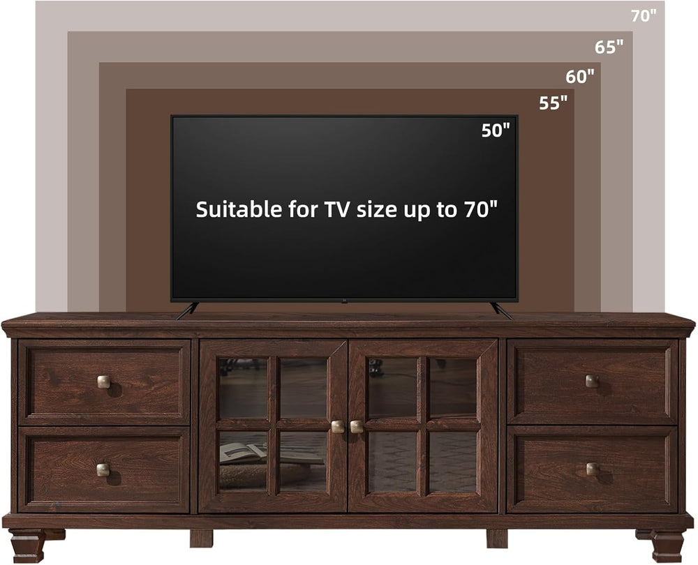 SAVOR LIFE Farmhouse TV Stands for Living Room, Walnut | Heavy-Duty Rustic En...