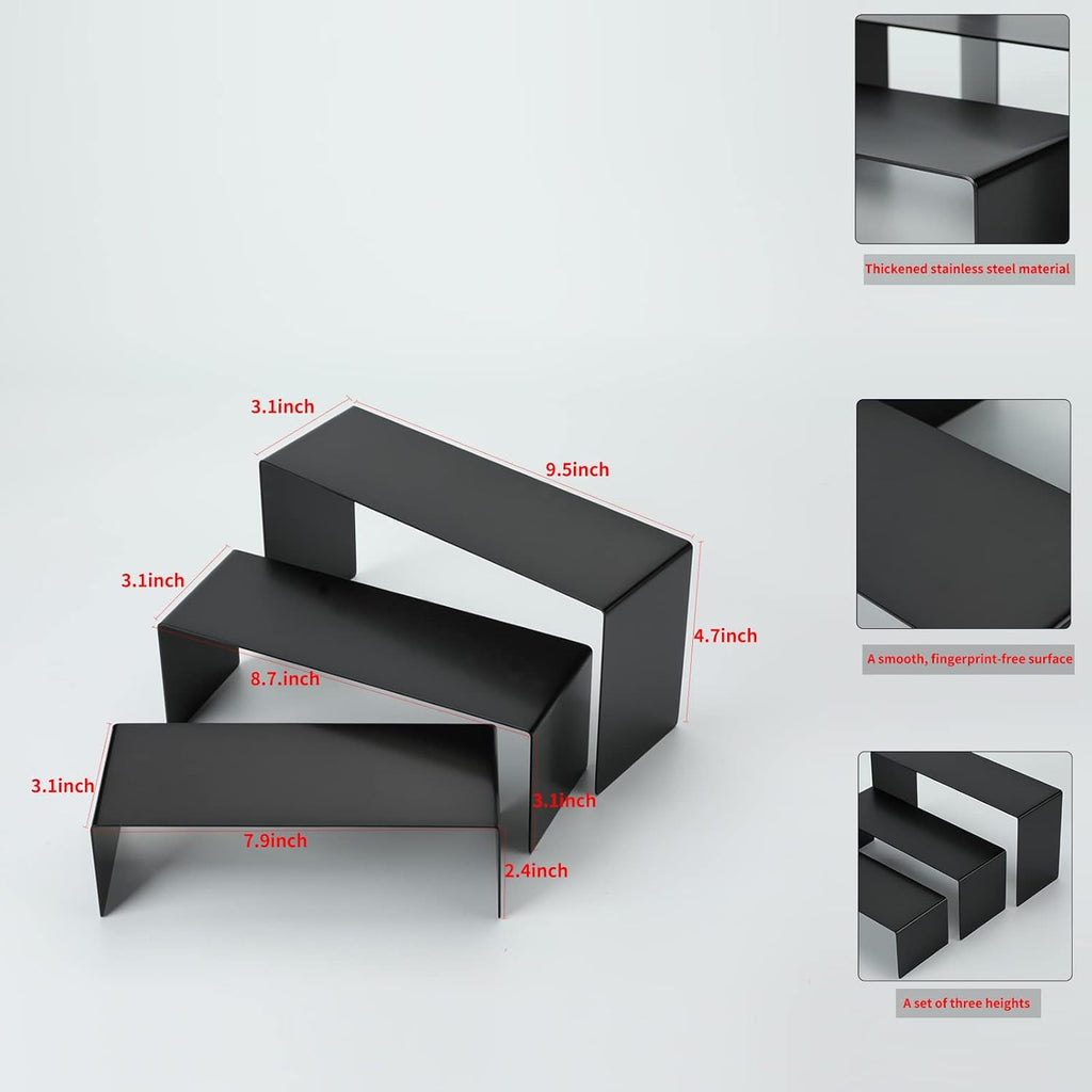 Purse Display Stand Handbag Display Stand Black Stainless Steel Display Risers Showcase Stand Product Stand Set (RCS 50% Recycled Post-consumer Metal)