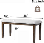 Merax Upholstered Dining Bench, with Padded Seat and Solid Wood Leg for Kitchen Bedroom, Living Room, Indoor, Entryway, Hallway, End of Bed, Brown+Beige