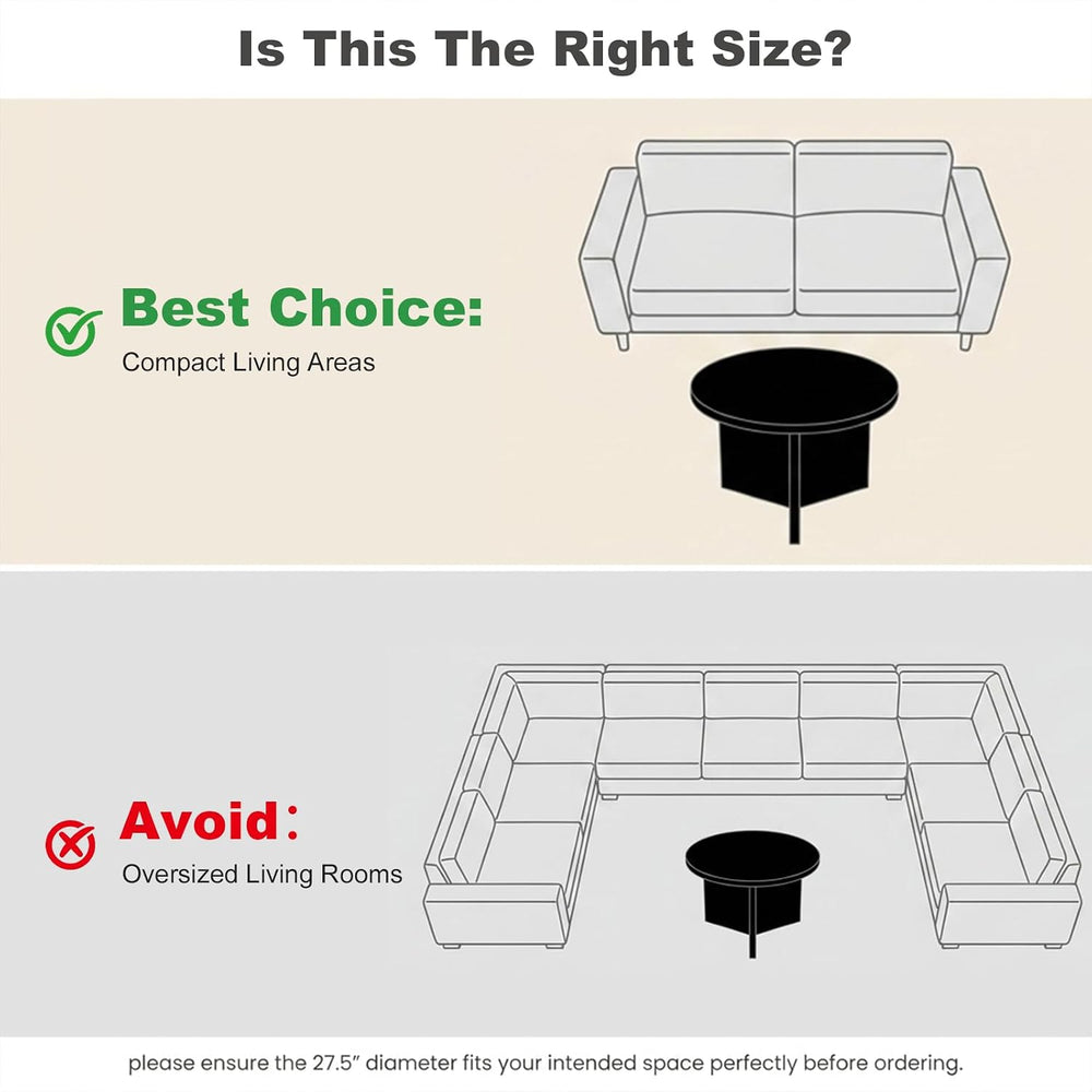 Luoxiao Round Coffee Table 27.5" Modern Black Coffee Tables for Living Room