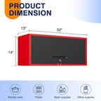 Yizosh Metal Wall Cabinet with Doors, Wall Mounted Storage Cabinet, Floating Tool Cabinet for Kitchen, Basement, Warehouse (Red Black, 13.7" H)