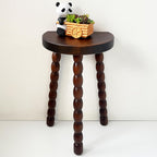 LitaEther Wooden Bobbin Side Table - Plant Stand - Half Round Table - Wooden Accent Stool- Minimalist Decorative Table for Bedroom, Hallway, Living Room (1, Walnut)