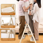 Trapezoidal 3-Tier Folding Ladder Shelf - Wrought Iron Floor Display Rack for Balcony, Living Room & Boho Home Decor, Perfect for Plants & Books