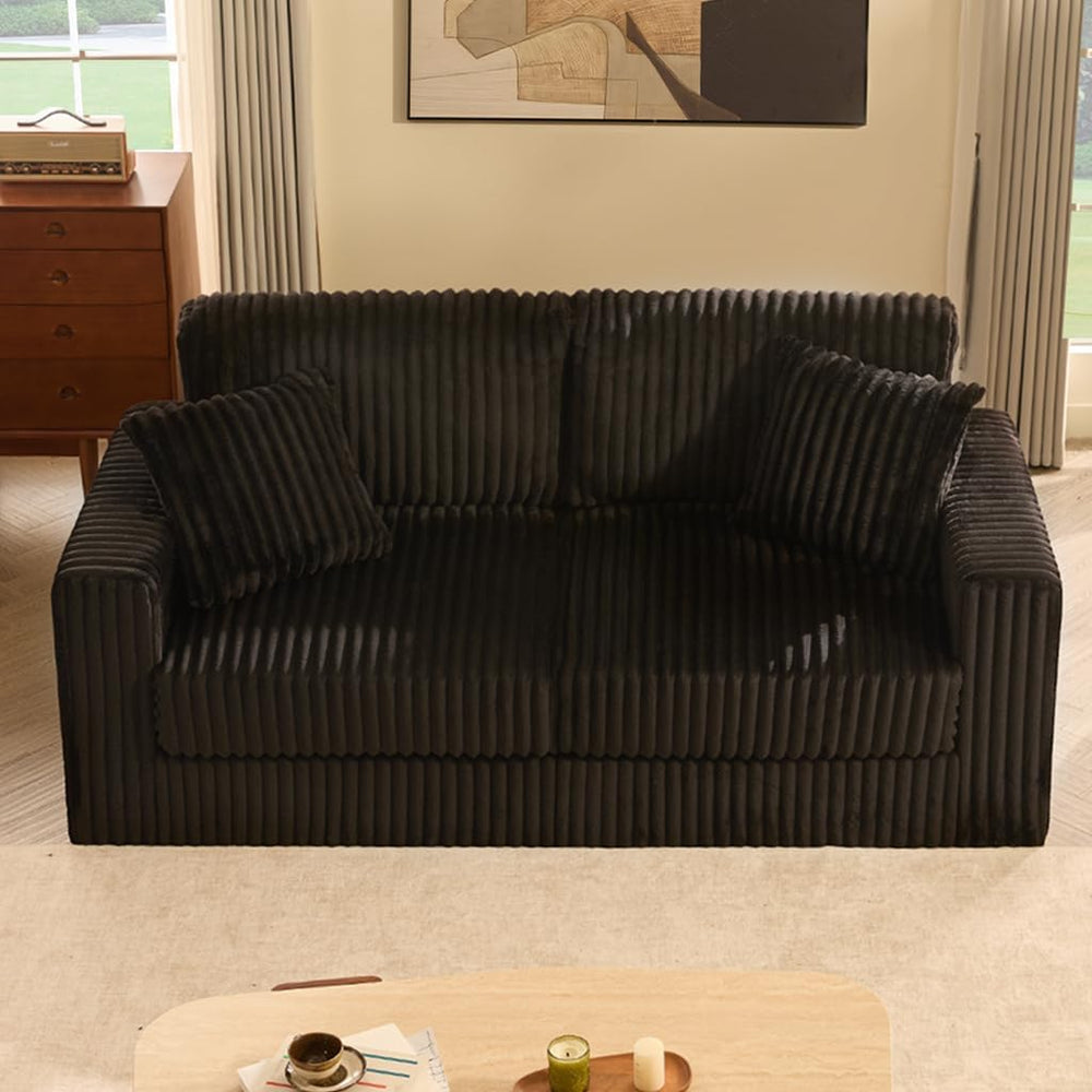 GOSUHI 80" Cloud Couch Loveseat, Deep Seats, Pocket Spring, Corduroy, Bl...
