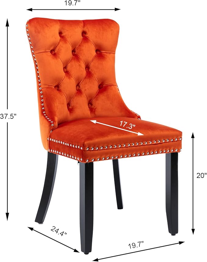 Velvet Dining Chairs Set of 4, Upholstered Dining Room Chairs with Back Ring ...