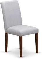East West Furniture AMAB3-AWA-05 3 Piece Kitchen Table Set for Small Spaces Contains a Round Dining Room Table with Pedestal and 2 Grey Linen Fabric Parsons Chairs, 36x36 Inch, Walnut