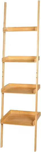 RoyalHouse Bamboo 4-Tier Ladder Shelf, Free Standing Storage Shelves, Plants Stand Display Shelf, Perfect Multi-Functional Book Shelf and Storage Rack for Living Room, Bedroom, Office