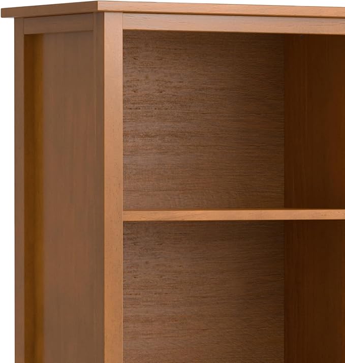 SIMPLIHOME Warm Shaker Bookcase - 72 inch Tall 5-Shelf Solid Wood Bookshelf in Light Golden Brown, Transitional Storage for Living Room, Study Room or Office with Adjustable Shelves and Tapered Legs