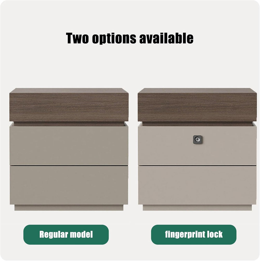 Fingerprint Lock Bedside Table with Drawers, Bed end Table with Drawer, Moder...