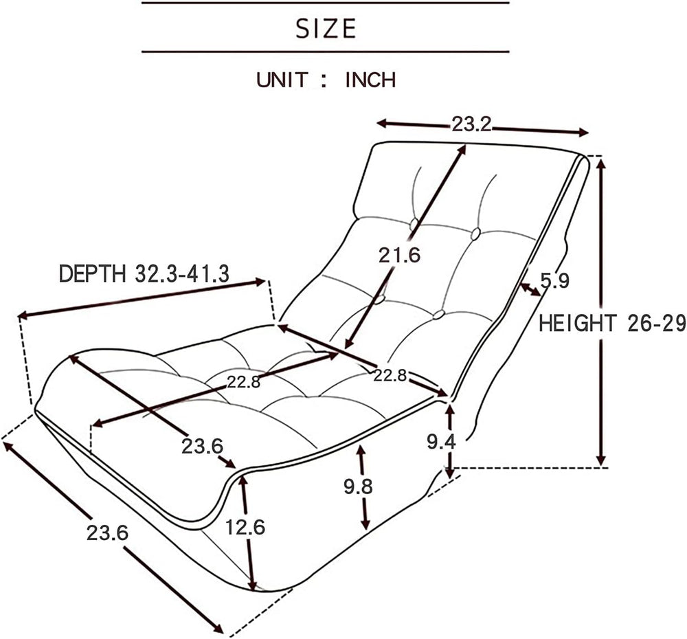 Indoor Chaise Lounge Chair, 3 Angles Adjustable Floor Chair, Folding Lazy Sof...
