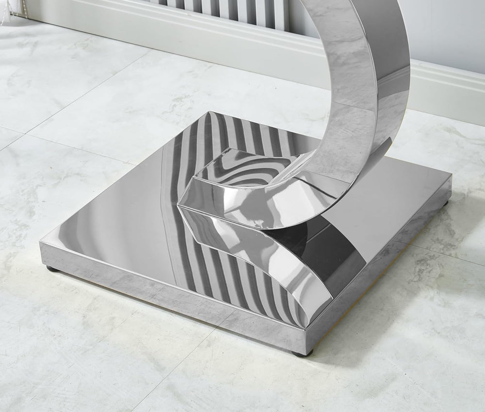 Luxury Silver Glass End Table,Sqaure Sofa Side Table with Shiny Mirrored C-Sh...