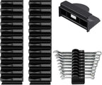 24pcs Magnetic Modular Wrench Organizers for Tool Drawers - Wrench Rack with Metric&SAE Labels,Tool Storage Holder with Magnet.Gift for father, brother&boyfriend (Black with magnets)