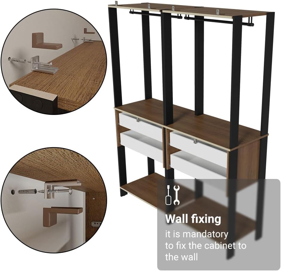 Madesa Kitchen Pantry Storage Rack with 4 Drawers 4 Shelves and 2 Hanging Rod...
