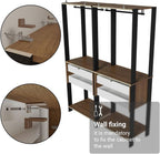 Madesa Kitchen Pantry Storage Rack with 4 Drawers 4 Shelves and 2 Hanging Rods 55" L Modular Multiuse Cabinet for Kitchen Organization - Black/Brown
