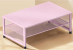 Desk Organizers and Accessories, 2-Tier Metal Computer Monitor Stand Riser, Desk Organizer for Monitor, Printer & Laptop Stand, Desktop Workspace Organizers for Office Supplies(Pink)