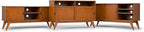 SIMPLIHOME Draper SOLID HARDWOOD 60 Inch Wide Mid Century Modern TV Media Stand in Teak Brown For TVs up to 65 Inches, For the Living Room and Entertainment Center