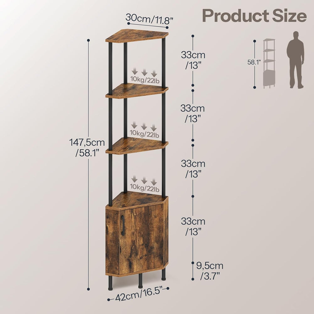 HOOBRO Corner Cabinet with LED Light, Corner Shelf Stand with Storage and Doo...
