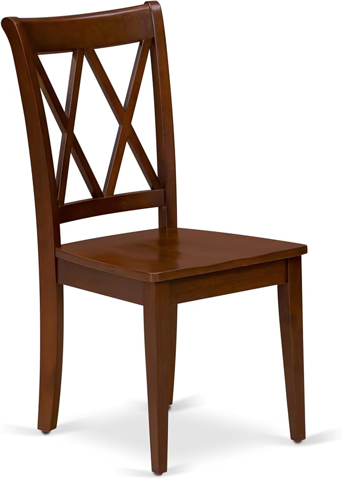 East West Furniture CLC-ESP-W Clarksville Dining Room Chairs - Double Cross Back Wood Seat Chairs, Set of 2, Espresso
