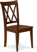 East West Furniture CLC-ESP-W Clarksville Dining Room Chairs - Double Cross Back Wood Seat Chairs, Set of 2, Espresso