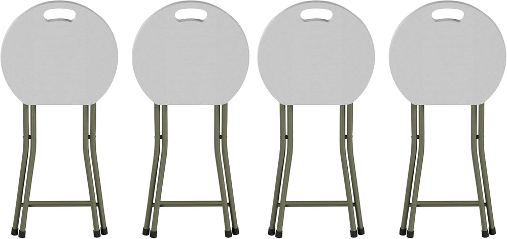Lavish Home Portable Folding Stools with Backless Seat Set of 4, White, 18”