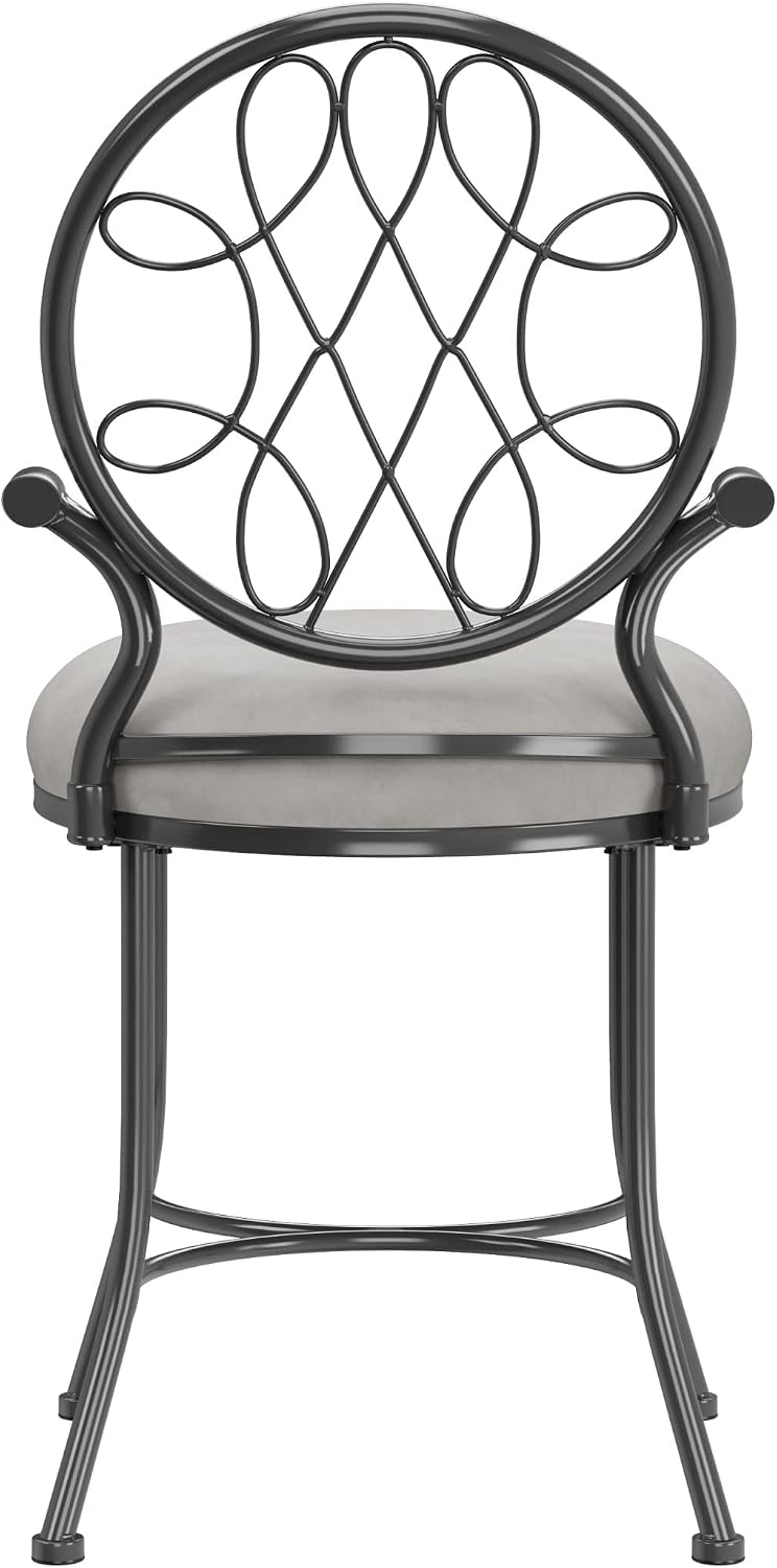 Hillsdale O'Malley Vanity Stool with Spiral Pattern Design, Metallic Gray...