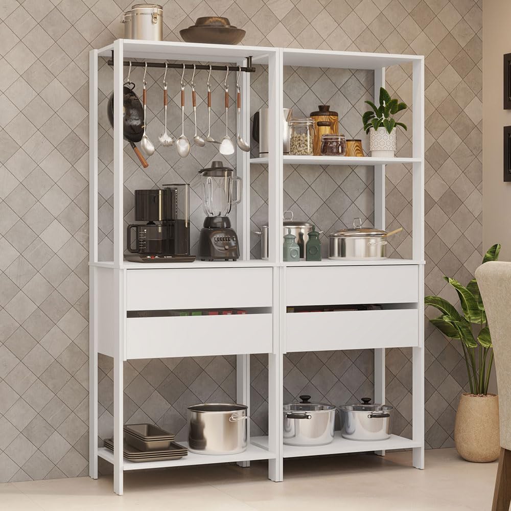 Madesa Kitchen Pantry Storage Rack with 4 Drawers, 5 Shelves and Hanging Spac...