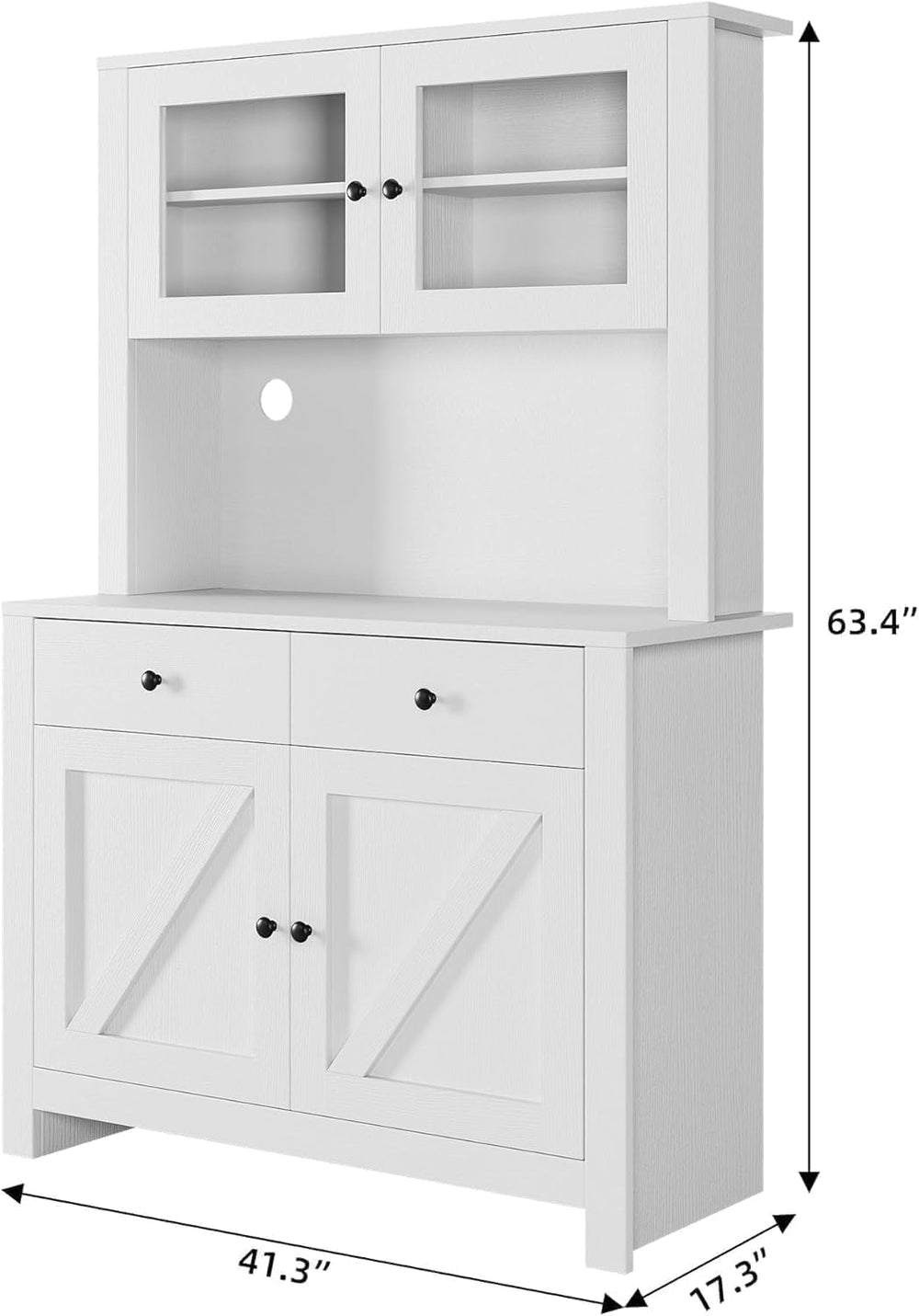 Freestanding Kitchen Pantry Cabinet with Microwave Countertop, Tall Storage H...